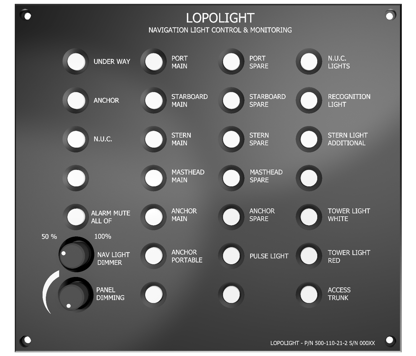 Lopolight control panel NLC, 21 button, 2 dimmers Lopolight control panel NLC, 21 button, 2 dimmers
